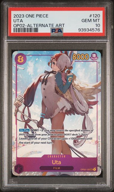 2023 ONE PIECE OP02-PARAMOUNT WAR #120 UTA ALTERNATE ART - PSA 10