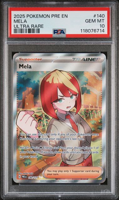 2025 POKEMON PRE EN-PRISMATIC EVOLUTIONS #140 MELA ULTRA RARE - PSA 10