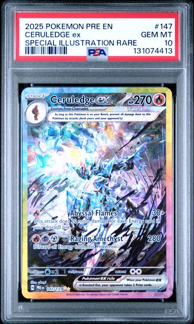 CERULEDGE ex SPECIAL ILLUSTRATION RARE 2025 POKEMON PRE EN-PRISMATIC EVOLUTIONS PSA GEM MT 10