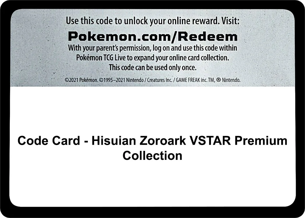 Code Card - Hisuian Zoroark VSTAR Premium Collection (SWSH11: Lost Origin)