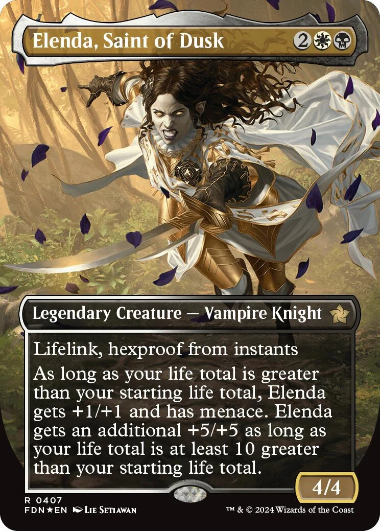 Elenda, Saint of Dusk (Borderless) (Mana Foil) (407) (Foundations)