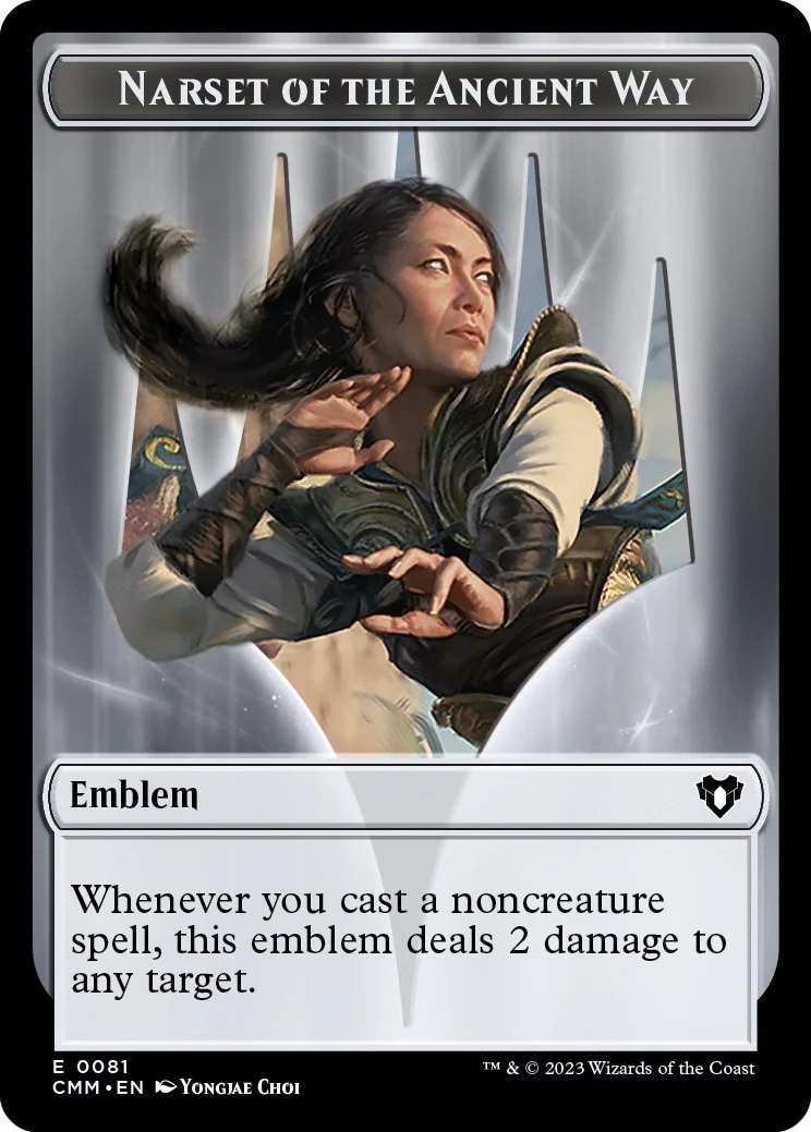 Emblem - Narset of the Ancient Way // Wizard Double-Sided Token (81 // 71) (Commander Masters)