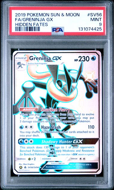 FA/GRENINJA GX HIDDEN FATES 2019 POKEMON SUN & MOON HIDDEN FATES PSA MINT 9
