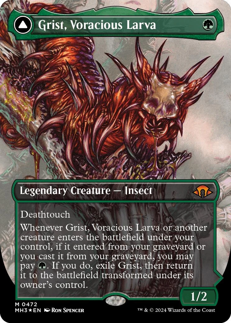 Grist, Voracious Larva (Borderless) (Textured Foil) (472) (Modern Horizons 3)