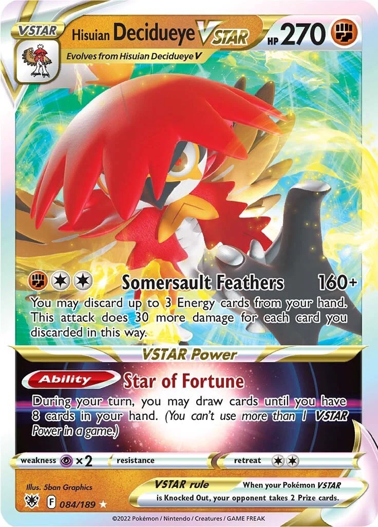 Hisuian Decidueye VSTAR (084/189) (SWSH10: Astral Radiance)