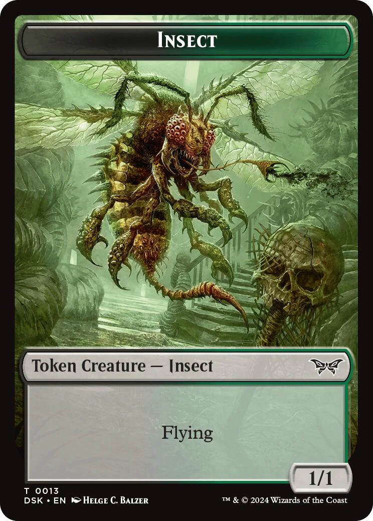 Insect (0013) // Manifest Double-Sided Token (13 // 18) (Duskmourn: House of Horror)