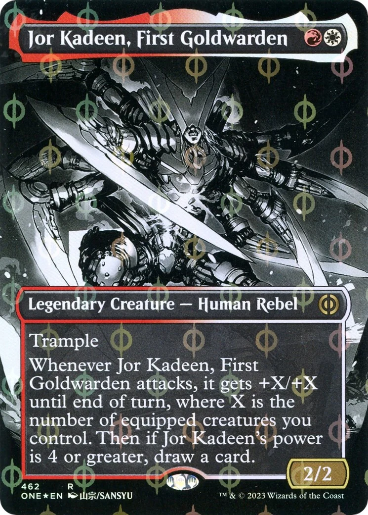 Jor Kadeen, First Goldwarden (Borderless) (Step-and-Compleat Foil) (462) (Phyrexia: All Will Be One)