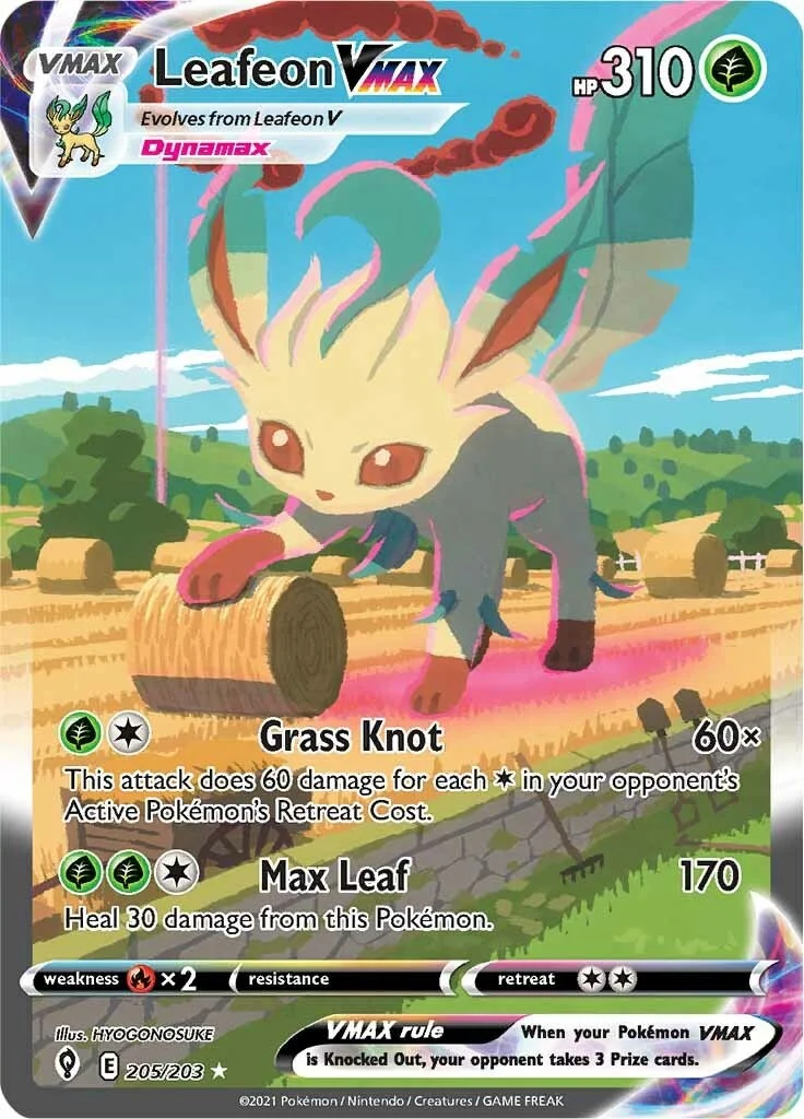 Leafeon VMAX (Alternate Art Secret) (205/203) (SWSH07: Evolving Skies)