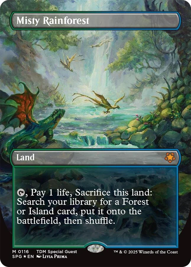 Misty Rainforest (Borderless) (Dragonscale Foil) (116) (Special Guests)