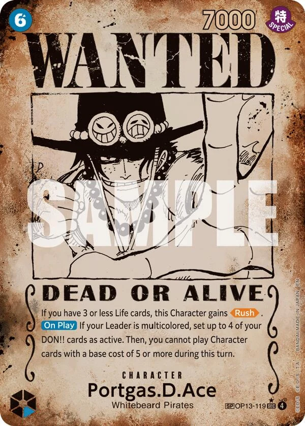 Portgas.D.Ace (119) (Wanted Poster) (OP13-119) (Carrying On His Will)