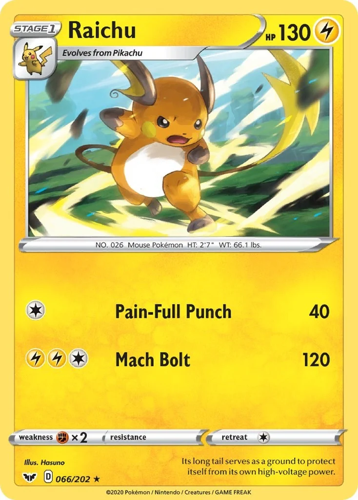 Raichu (066/202) (SWSH01: Sword & Shield Base Set)