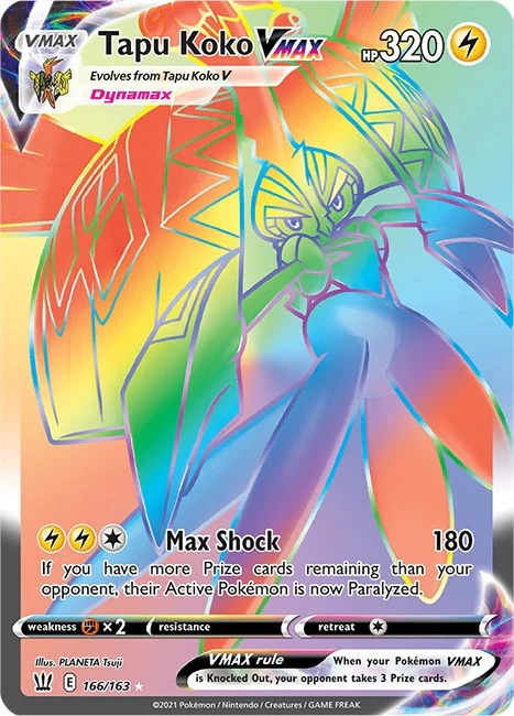 Tapu Koko VMAX (Secret) (166/163) (SWSH05: Battle Styles)