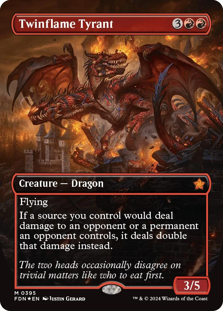 Twinflame Tyrant (Borderless) (Mana Foil) (395) (Foundations)