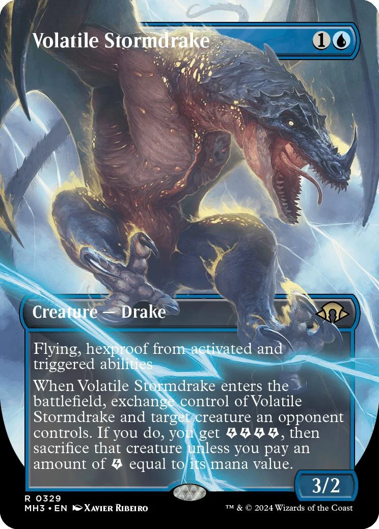 Volatile Stormdrake (Borderless) (329) (Modern Horizons 3)