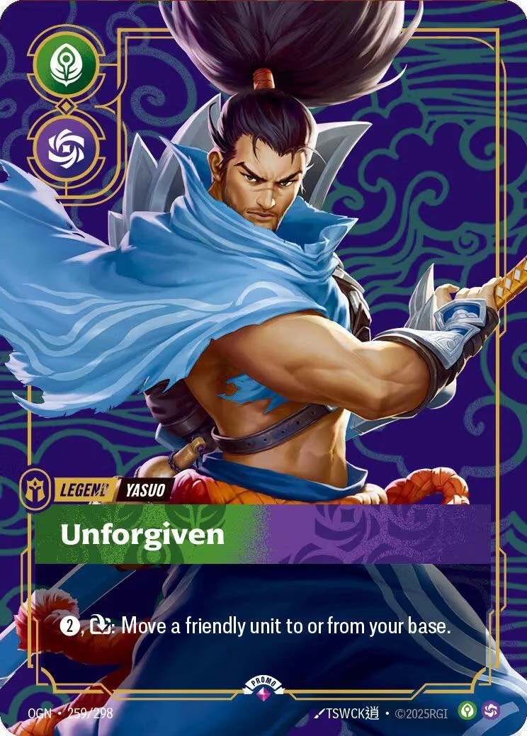 Yasuo - Unforgiven (Metal) (259/298) (Riftbound Organized Play Promotional Cards)