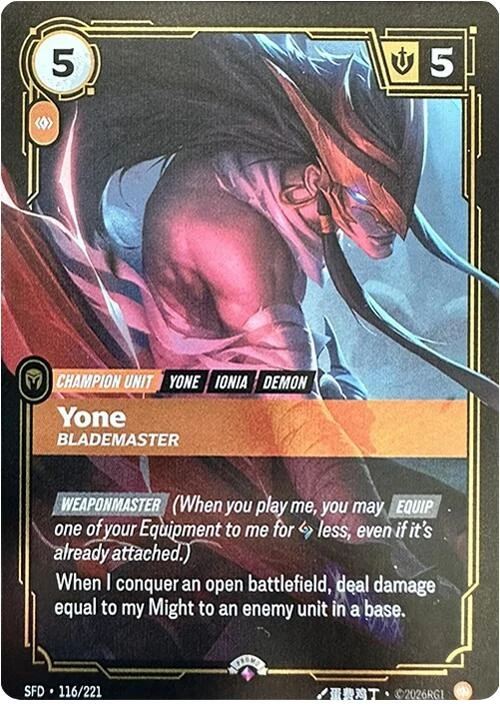 Yone - Blademaster (116/221) (Riftbound Organized Play Promotional Cards)